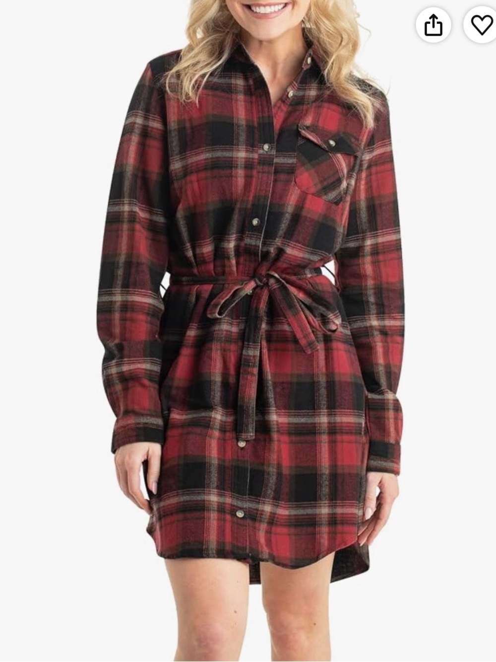 Legendary Whitetails Plaid Flannel Dress, Size Medium
NWOT